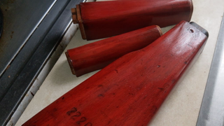 ZpapM70 Refinish: Surplus to Serbian Red?  "Teutonic Red" Beech Trench Art Set Refinished