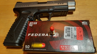 Federal Syntec Range 165 Grain 40 S&W Out of The Spring Field XDM 40 Match Grade.