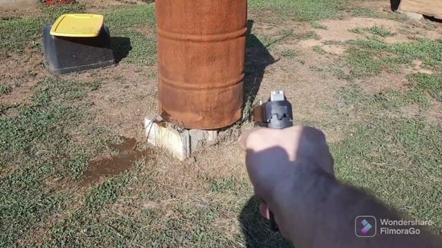 Shot Holes In A Burn Drum With A 10MM. Blazer Aluminum 200 Grain FMJ And M&P 2.0 10mm.